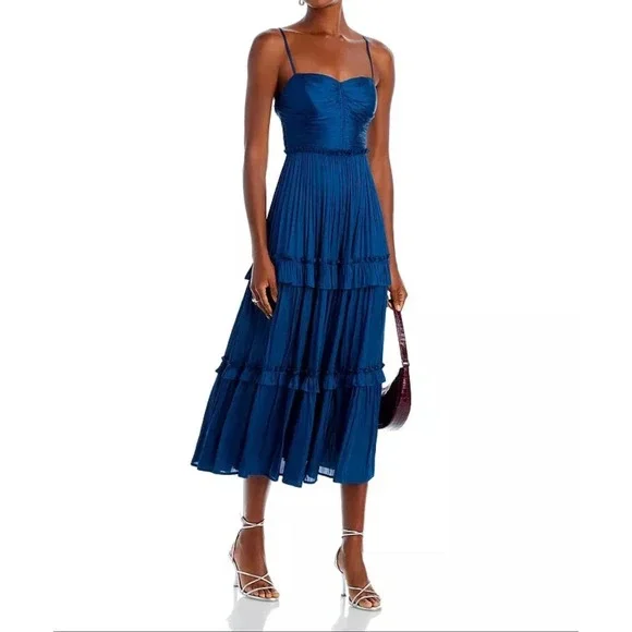 knee length dresses for ladies Ruffled Aqua Swim Cover-Up Midi Dress – KanDy Coast main image 0